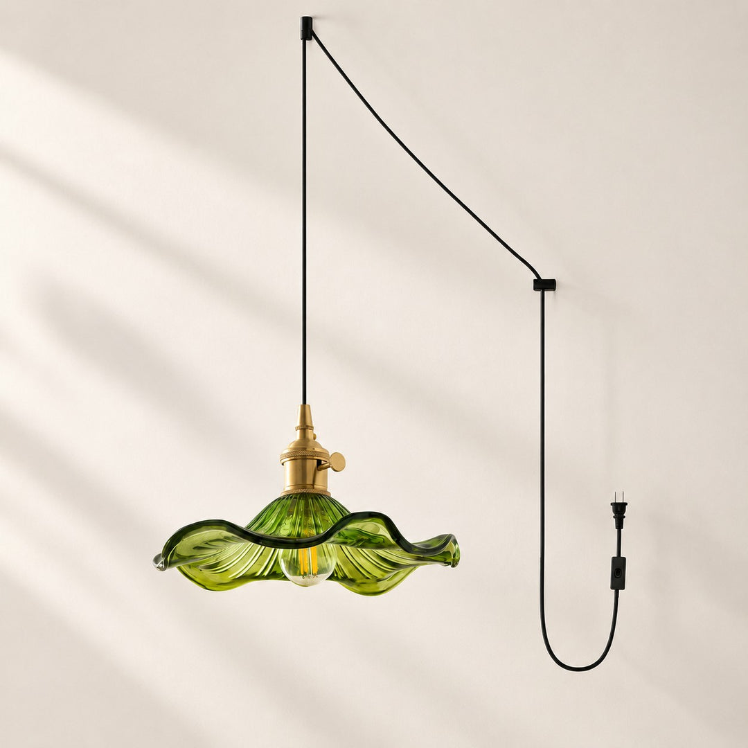 Fluted Glass Floral Swag Pendant