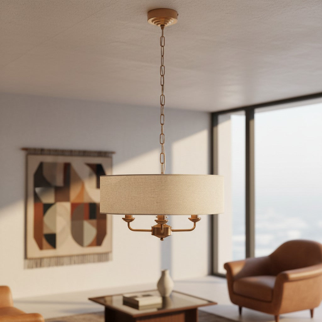 Tela eleganter Mehrarm-Pendelleuchter mit skulpturalen Schirmen für Esszimmer und Wohnbereich