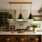 Load image into Gallery viewer, Green triple pendant above a kitchen island