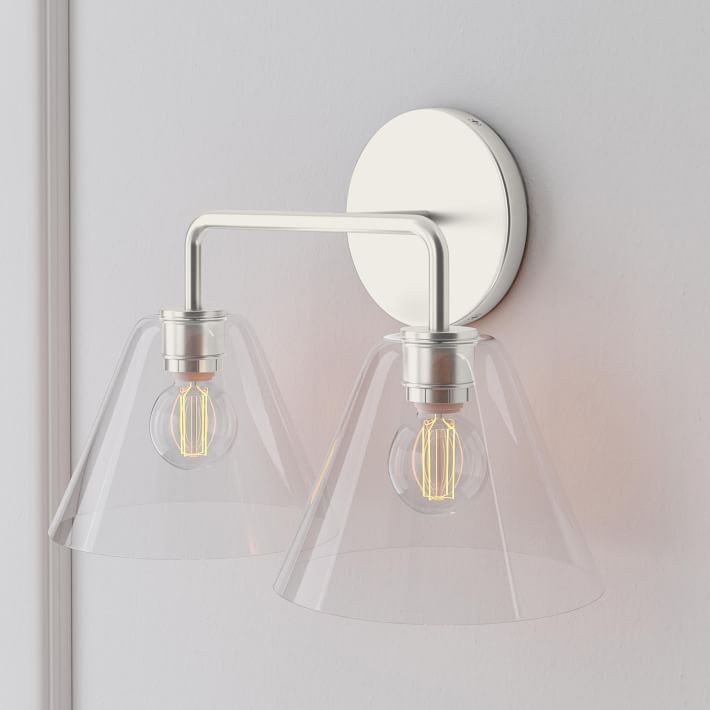 Aplique de pared Conica Cone: iluminación moderna de vidrio de 1, 2 y 3 luces