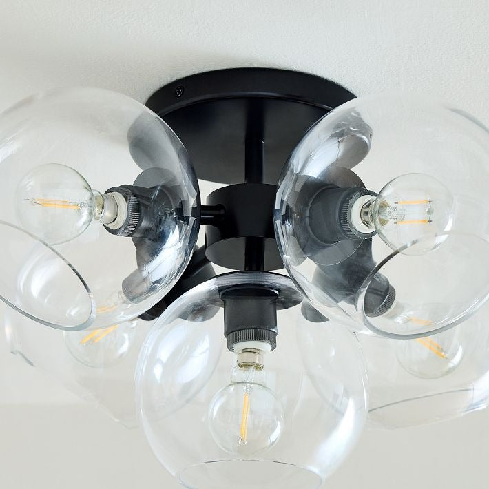 Glass Globe Flush Mount Light - Elegant Modern 5 Globe Ceiling Light