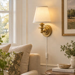 Charger l'image dans la visionneuse de galerie, Rowan No-Wire Flat Drum Shade Wall Sconce – Plug-In Fabric Wall Light
