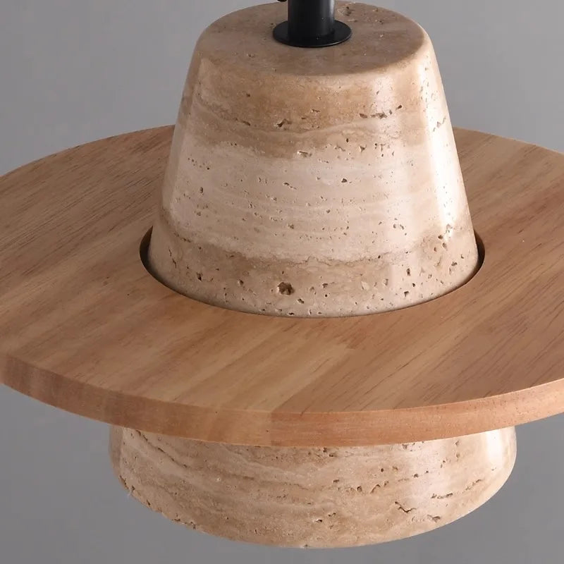 Travertin Mittelalterliche Holz Stein Pendelleuchte