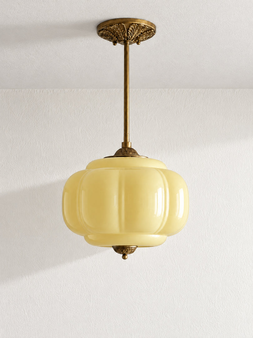 Eloise Scallop Vintage Milk Glass Semi Flush Mount Pendant Light