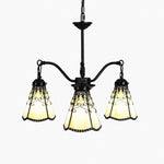 Cargar imagen en el visor de la Galería, Light yellow Tiffany-style three light chandelier