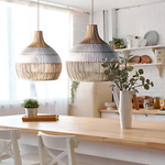 Bild in Gallery-Viewer laden, Luftige Weiße Eleganz Natürliche Rattan-Pendelleuchte