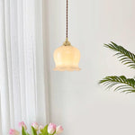 Load image into Gallery viewer, Brass Resin Petal Plug-In Pendant
