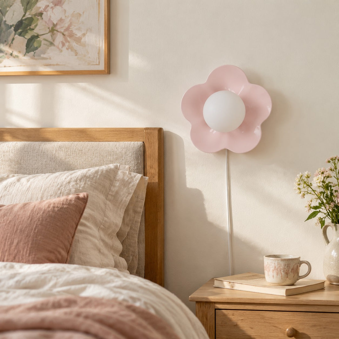 Flower-Shaped Resin Plug-In Wall Lamp
