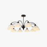 Cargar imagen en el visor de la Galería, Black milk glass chandelier with 10 lights