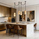Bild in Gallery-Viewer laden, Black Metal Alabaster Chain Swag Chandelier