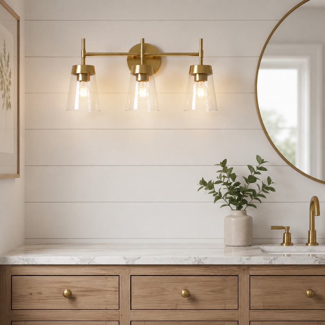 Brushed Brass 3-Light Bathroom Vanity Wall Light