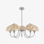Beige shell five-light chandelier on a clean white background