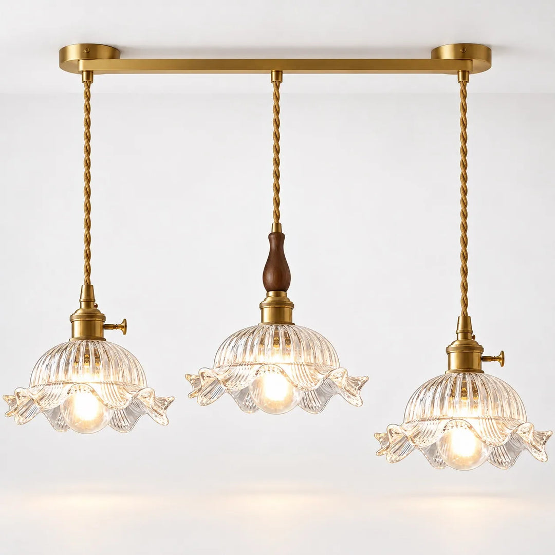 Vintage Wavy-Edge Glass Pendant Lamp
