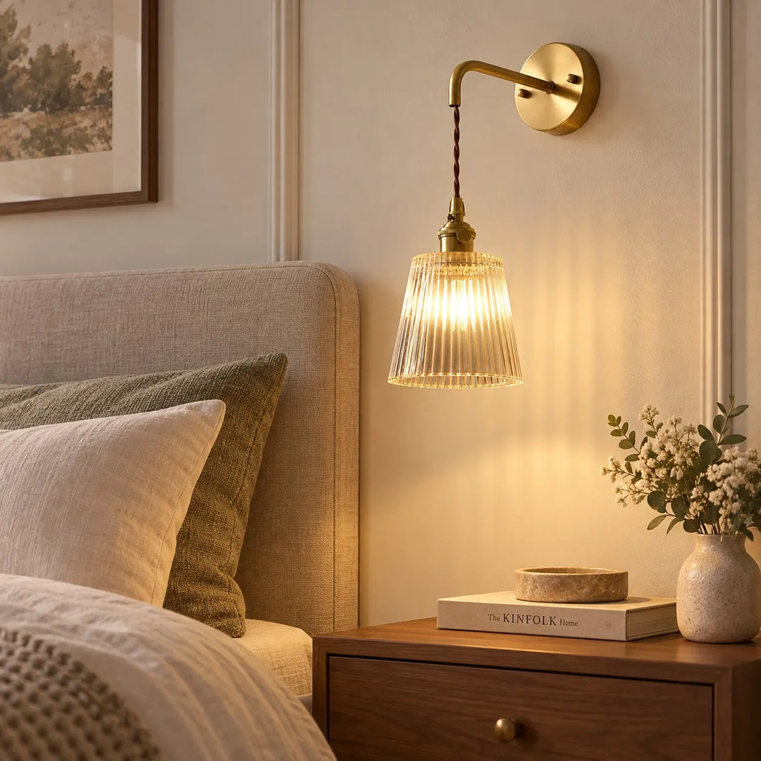 Nordic Brass Colored Glass Wall Lamp