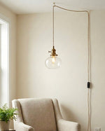 Bild in Gallery-Viewer laden, Brass And Clear Glass Plug-In Pendant