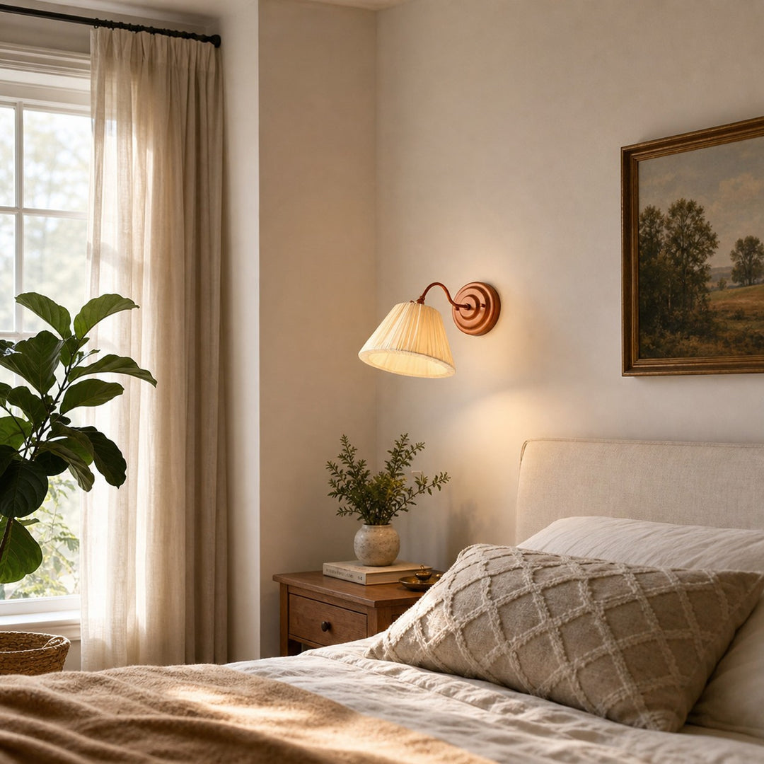 French Vintage Cream Pleated Shade Adjustable Wall Sconce