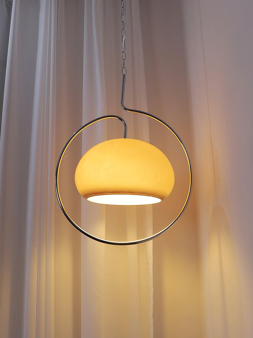 Rounded Glass Chrome Swag Pendant Light
