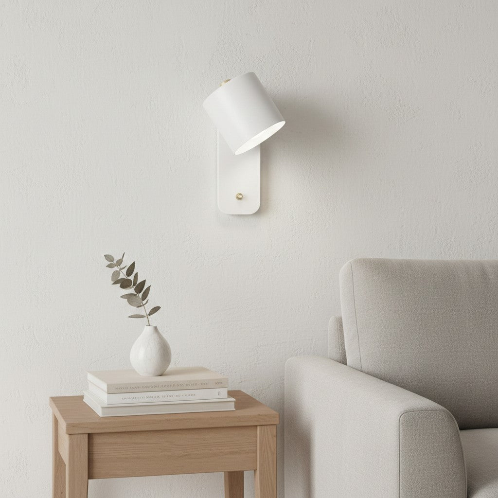 Volyne Adjustable Swivel Cylinder Wall Sconce - Minimalist Metal Wall Lamp for Bedroom and Reading Area