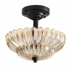 Bild in Gallery-Viewer laden, Vintage fluted glass semi-flush ceiling light on white background