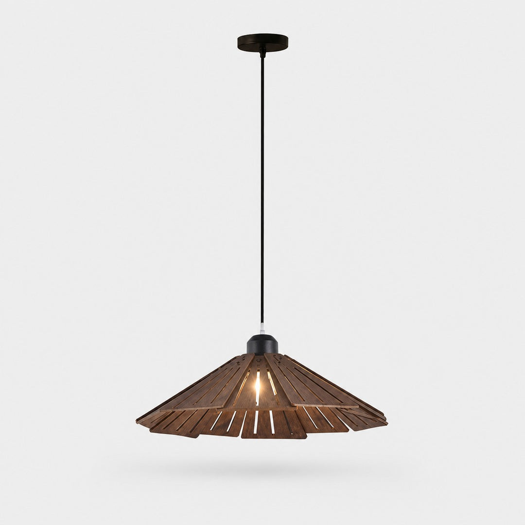 Walnut A style 35cm wooden pendant light