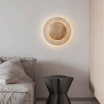 Load image into Gallery viewer, Round Travertine Wood Wall Light
