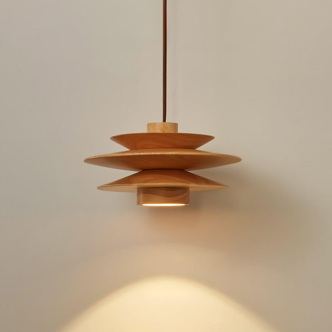 Layered Wood Plug-In Swag Pendant