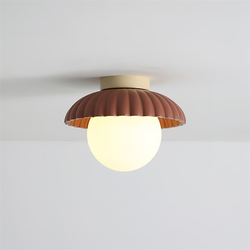 Plafonnier élégant de style Alien Cream en métal beige et verre