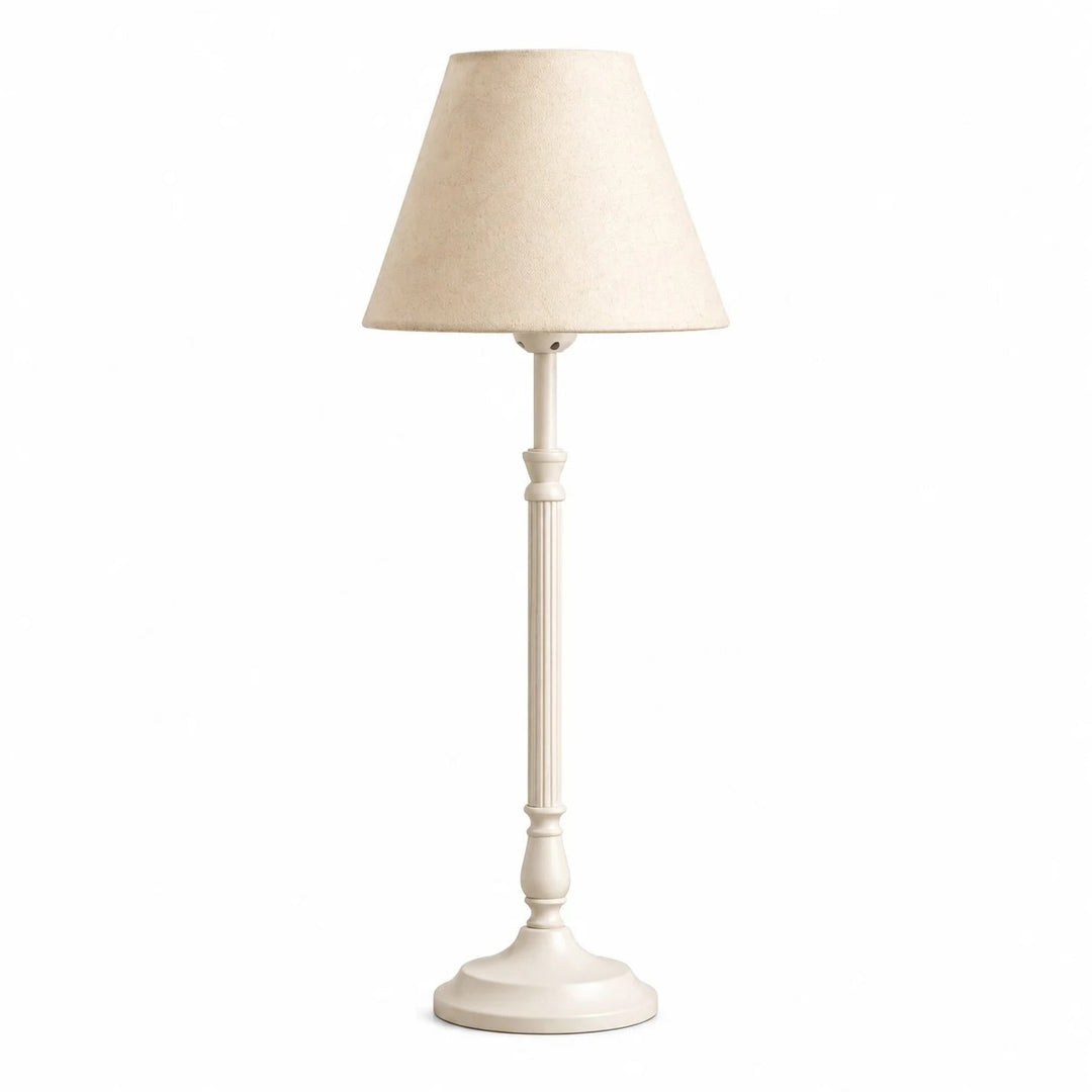 Ivory fabric shade French country metal table lamp