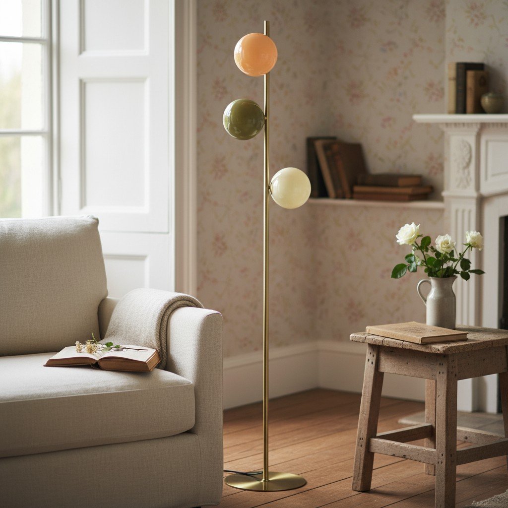 Lampadaire lumineux Coloria Orb Opal – Lampadaire minimaliste moderne en verre et métal pour salon