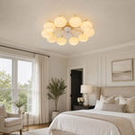 Bild in Gallery-Viewer laden, Gold ceiling fan light installed in a calm modern bedroom