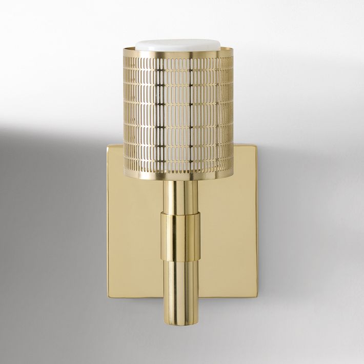 Galvia Perforated Metal Sconce - Champagne Bronze Modern Bedside Light