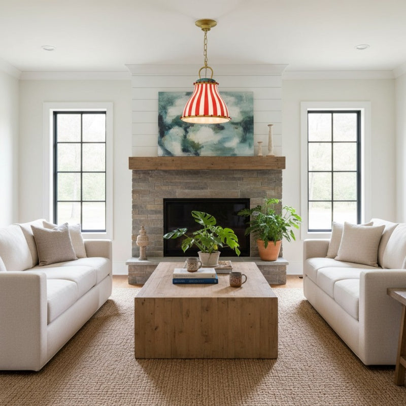 Suspension rayée ludique Festilo - Verre et résine modernes pour cuisines et salles à manger