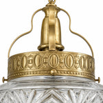 Cargar imagen en el visor de la Galería, Brass suspension frame and clear glass pendant detail