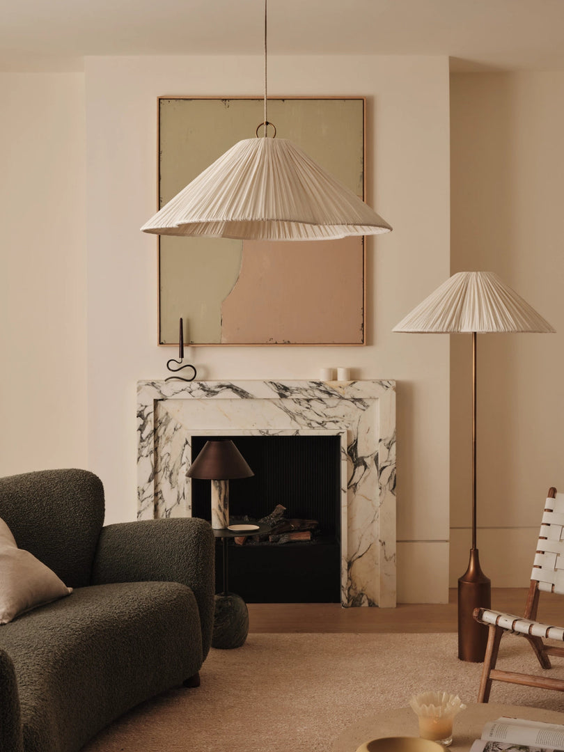 Luminella Soft Pleated Scalloped Fabric Pendant – Modern Sculptural Ceiling Light for Living Room