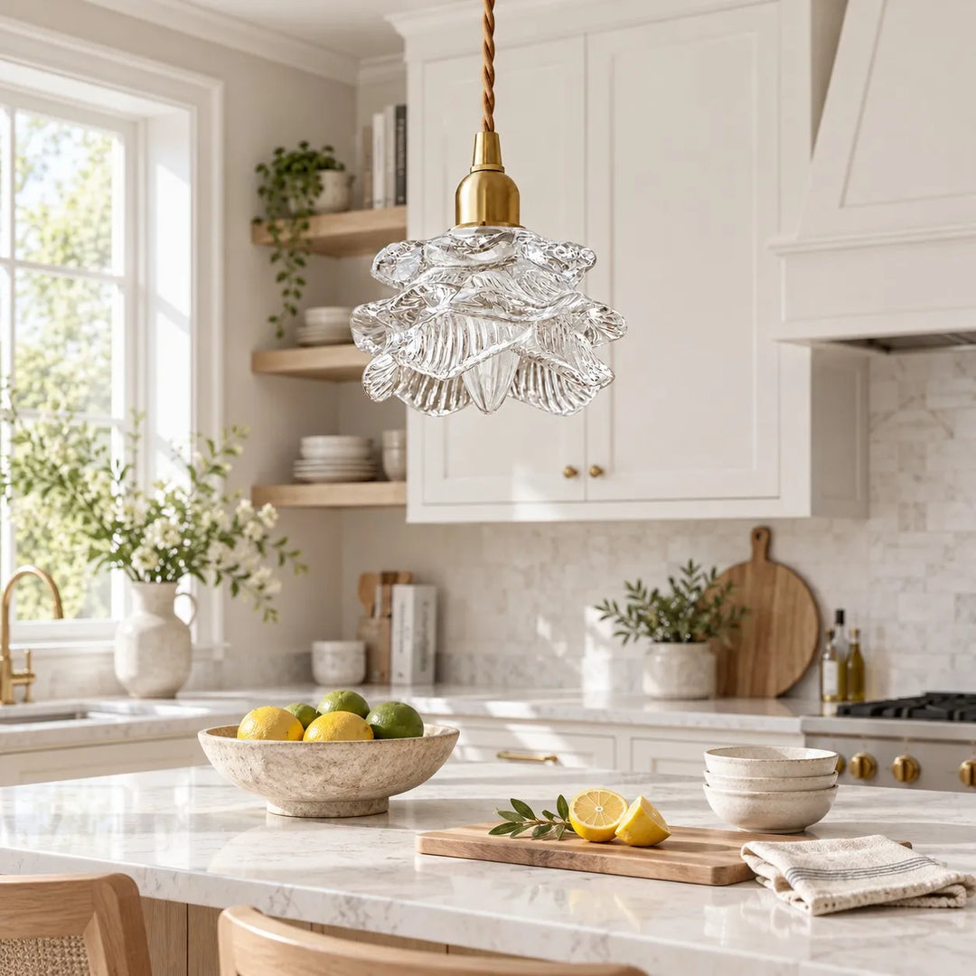 Vintage Rose Glass Pendant Lamp