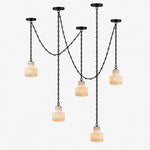 Charger l'image dans la visionneuse de galerie, Black Metal Alabaster Frosted Shade Hardwired Chandelier