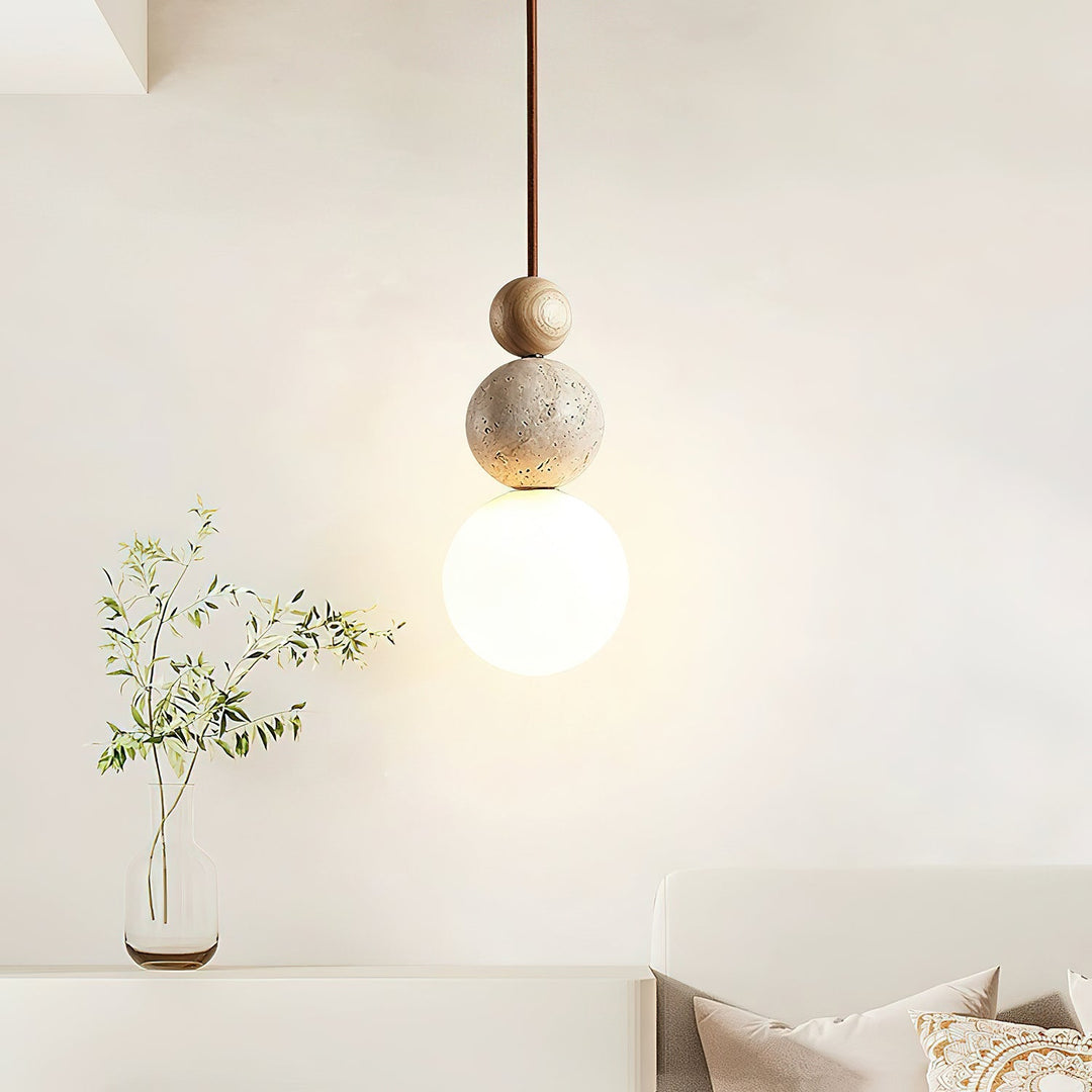 Modern Travertine Stone Globe Pendant Lamp M08