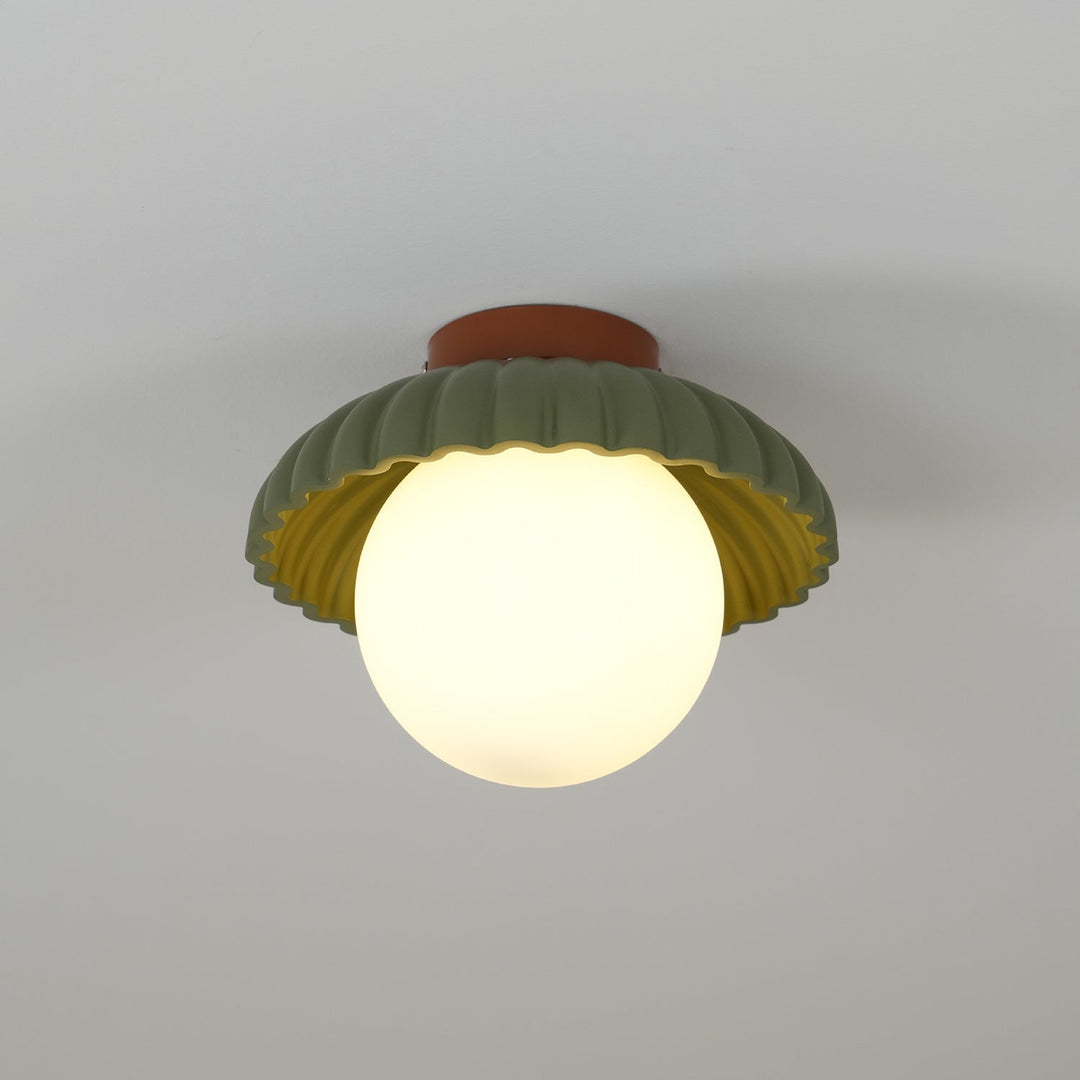 Plafonnier élégant de style Alien Cream en métal beige et verre