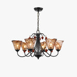 Bild in Gallery-Viewer laden, Upward Amber Tulip Glass Metal Chandelier