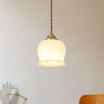 Load image into Gallery viewer, Brass Resin Petal Plug-In Pendant