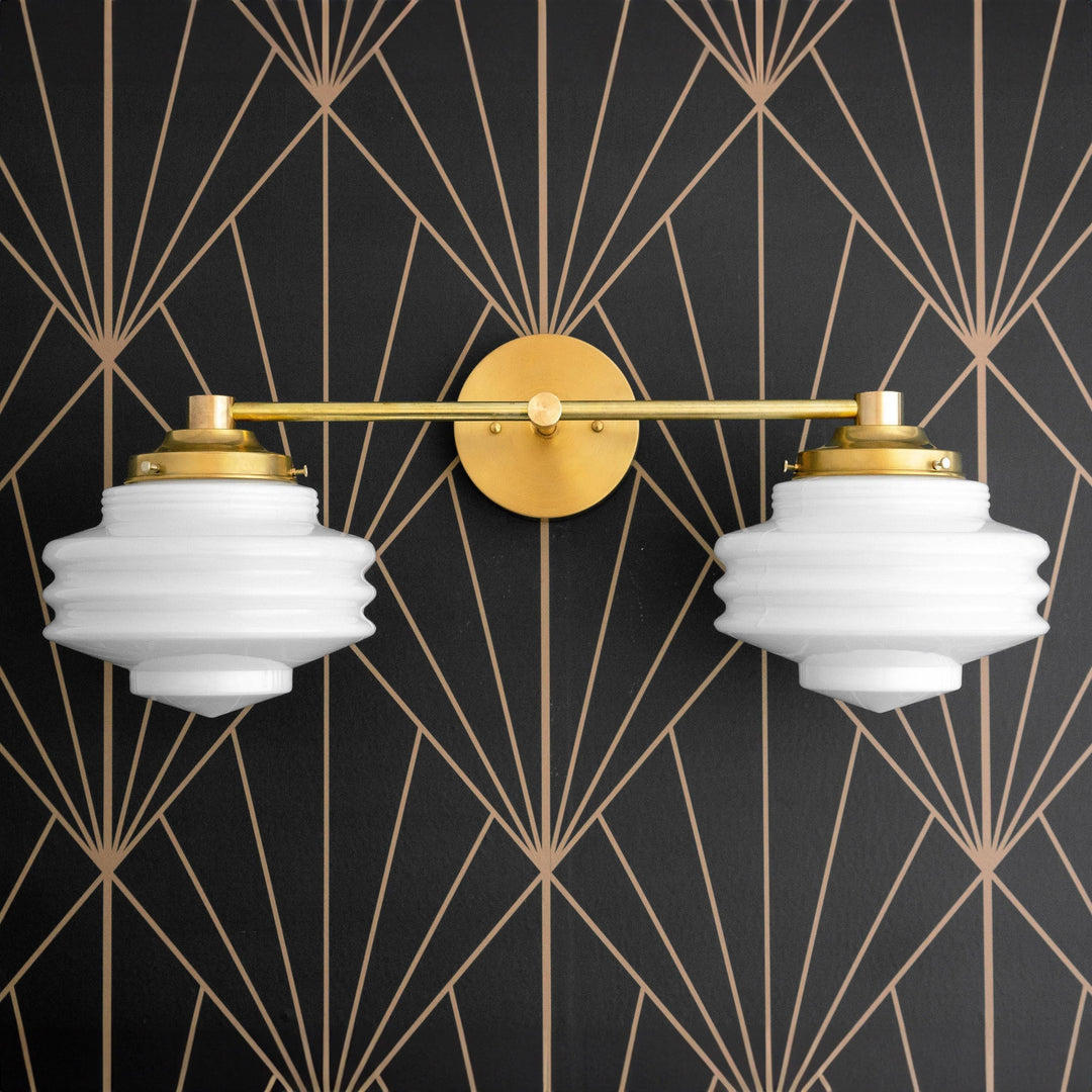 Geotower Glass Art Deco Metal Wall Sconce - Modern Industrial Glass Shade Wall Lamp for Bathroom and Living Room