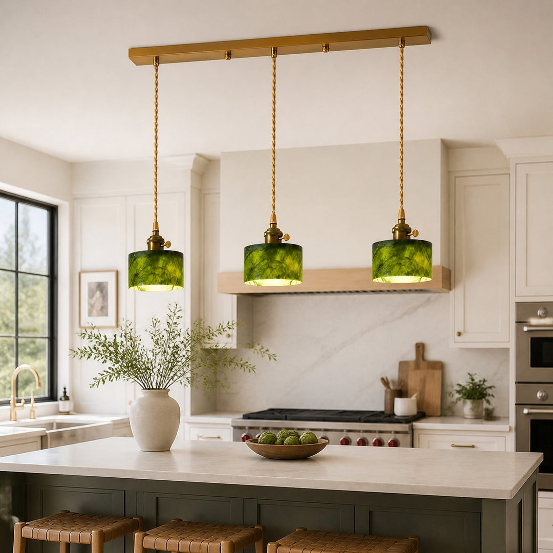Green Jade 3-Light Cluster Pendant Light