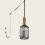 Charger l'image dans la visionneuse de galerie, Smoky Grey Model A Small ribbed glass plug-in pendant light
