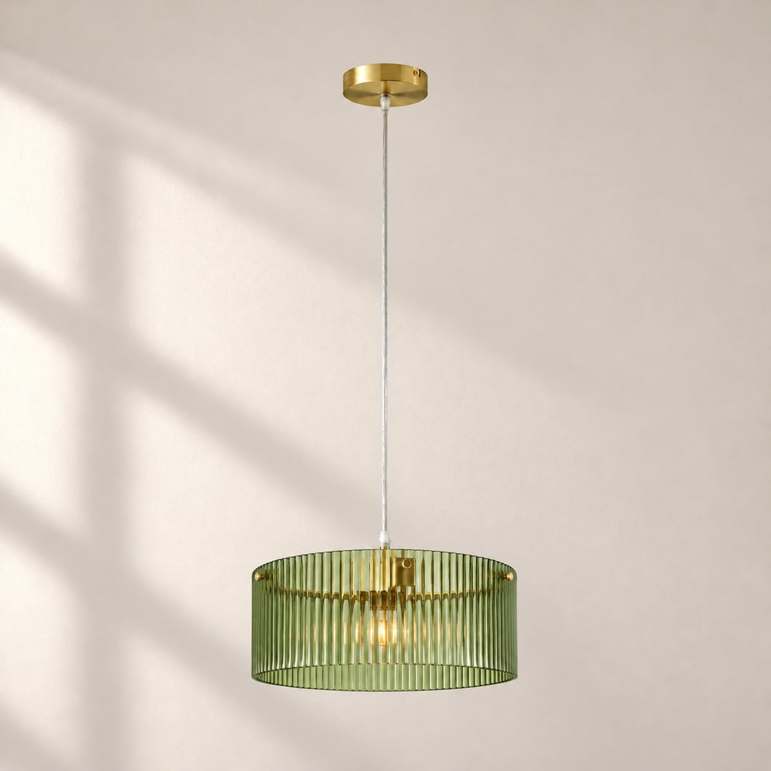 Green ribbed glass shade
