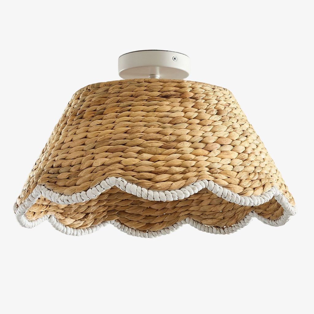 Ruvest Bauernhaus-Deckenleuchte zum Einbau - Muschelförmiges Rattan für warme Innenräume