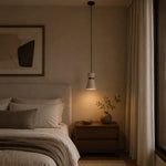 Bild in Gallery-Viewer laden, Single travertine pendant light beside a calm bedroom