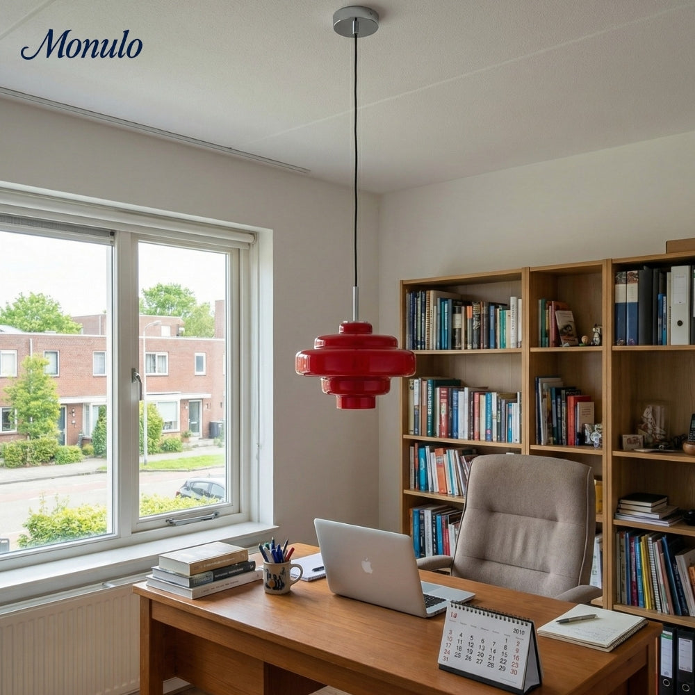 Lámpara colgante Koloro con pantalla de vidrio coloreado: moderna lámpara de suspensión ajustable para interiores.