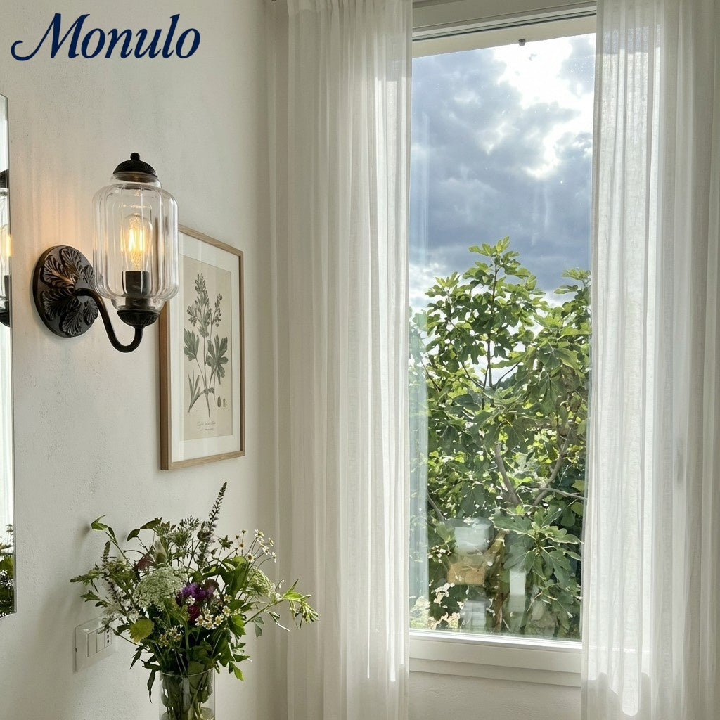 Applique murale vintage en verre laiteux festonné Eloise - Éclairage d'appoint moderne pour salle de bain et chambre