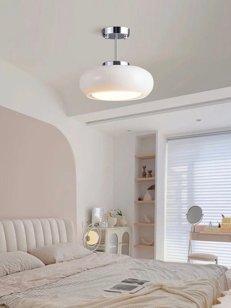 Retro Brass Bauhaus Glass Disc Ceiling Lamp