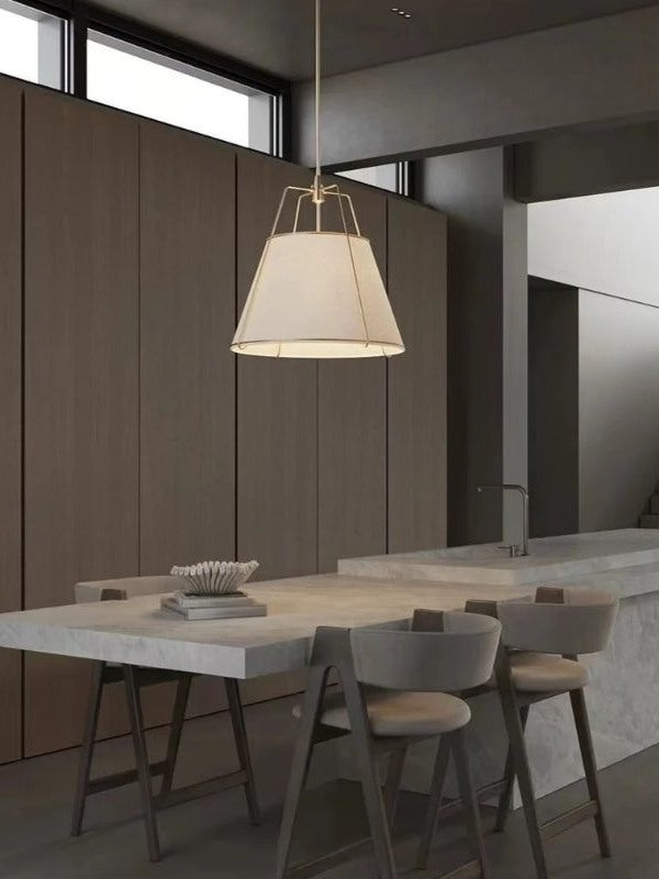 Lámpara colgante cónica de tela minimalista moderna